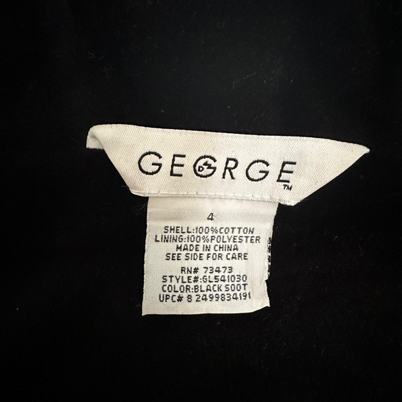 George Women's 4 Black Velvet Cotton Collared Sleeved Classic Blazer Jacket Top - Picture 14 of 15